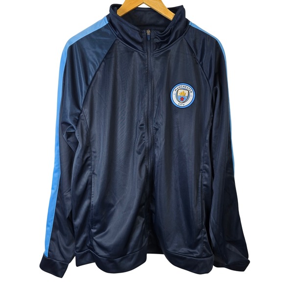Manchester City FC Track Jacket Mens 2XL Navy Light Blue Panel Official Licensed